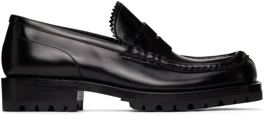 Dries Van Noten Black Polished Leather Loafers