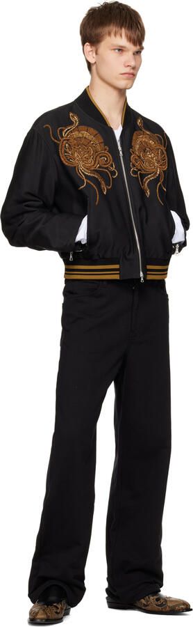 Dries Van Noten Black & Brown Paneled Loafers - Picture 4