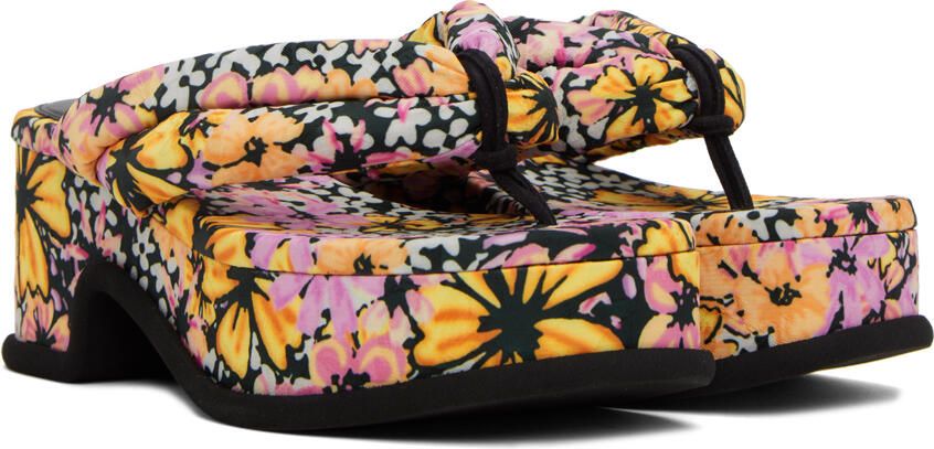 Dries Van Noten Black Floral Platform Heeled Sandals - Picture 2