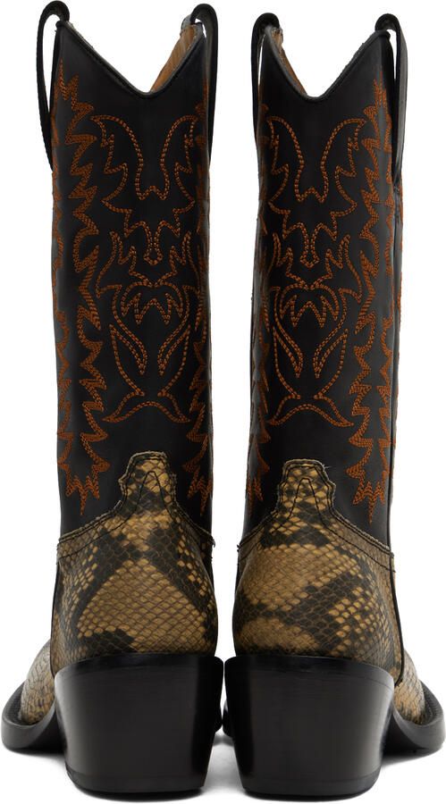 Dries Van Noten Black Snake Cowboy Boots - Picture 3