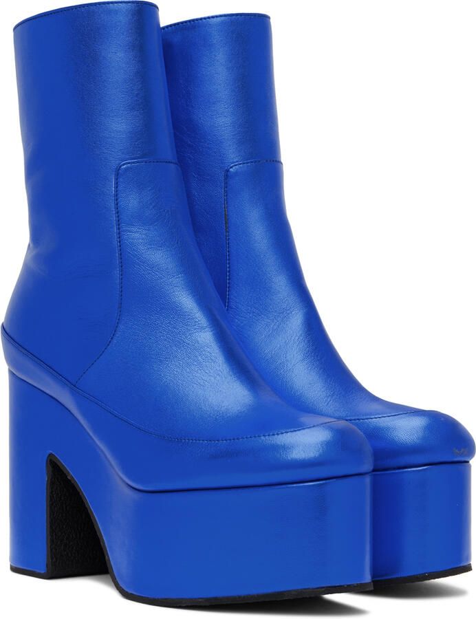 Dries Van Noten Blue Leather Boots - Picture 2