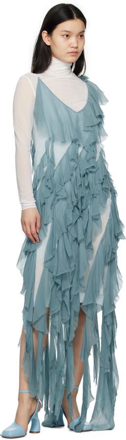 Dries Van Noten Blue Leather Heeled Sandals - Picture 4