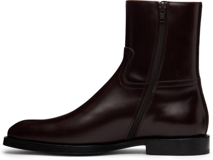 Dries Van Noten Brown Leather Zip-Up Boots - Picture 3