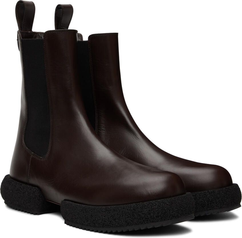 Dries Van Noten Brown Platform Chelsea Boots