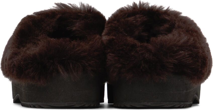 Dries Van Noten Brown Shearling Slippers