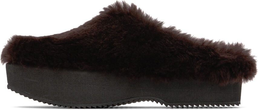 Dries Van Noten Brown Shearling Slippers - Picture 3