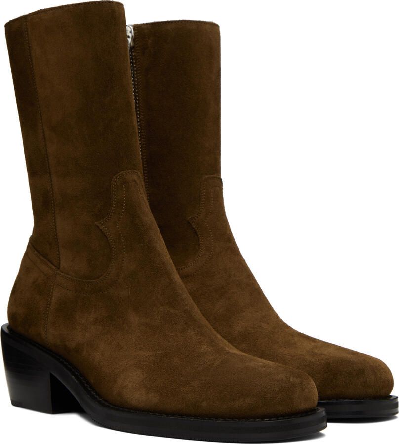 Dries Van Noten Brown Stacked Boots - Picture 3