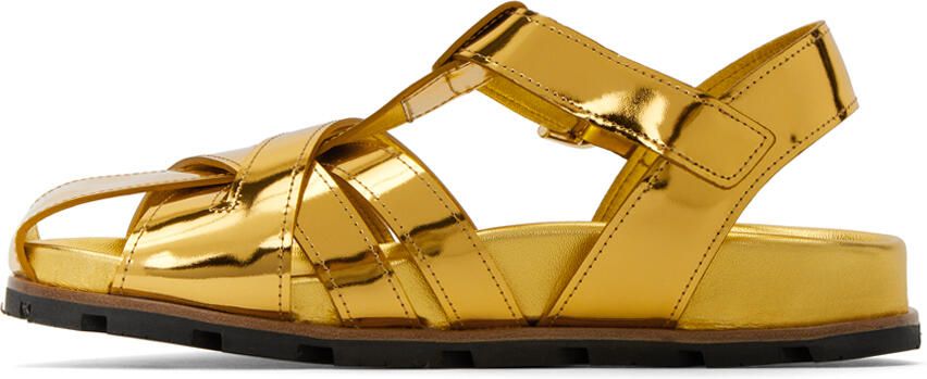 Dries Van Noten Gold Criss-Crossing Flat Sandals - Picture 3