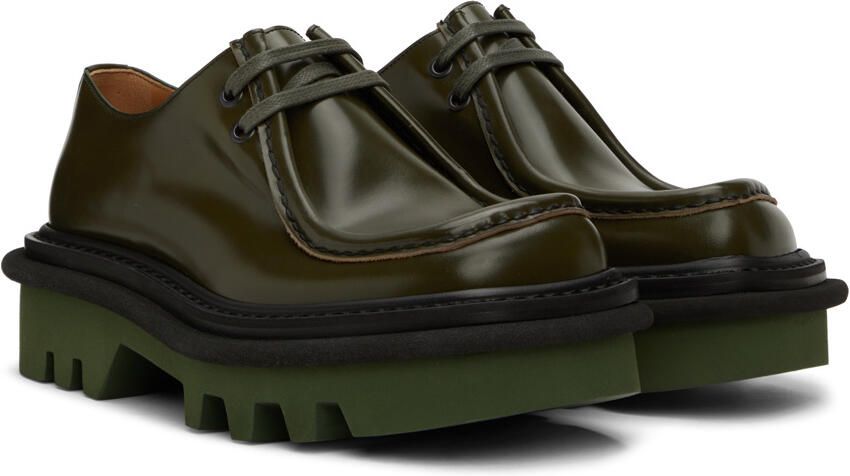 Dries Van Noten Green Leather Derbys - Picture 2