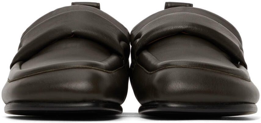 Dries Van Noten Green Leather Padded Loafers - Picture 3