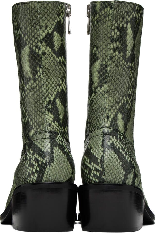 Dries Van Noten Green Snakeprint Boots - Picture 5