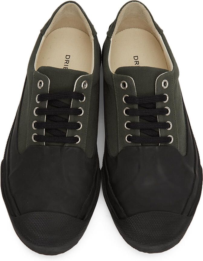 Dries Van Noten Khaki Canvas Low-Top Sneakers