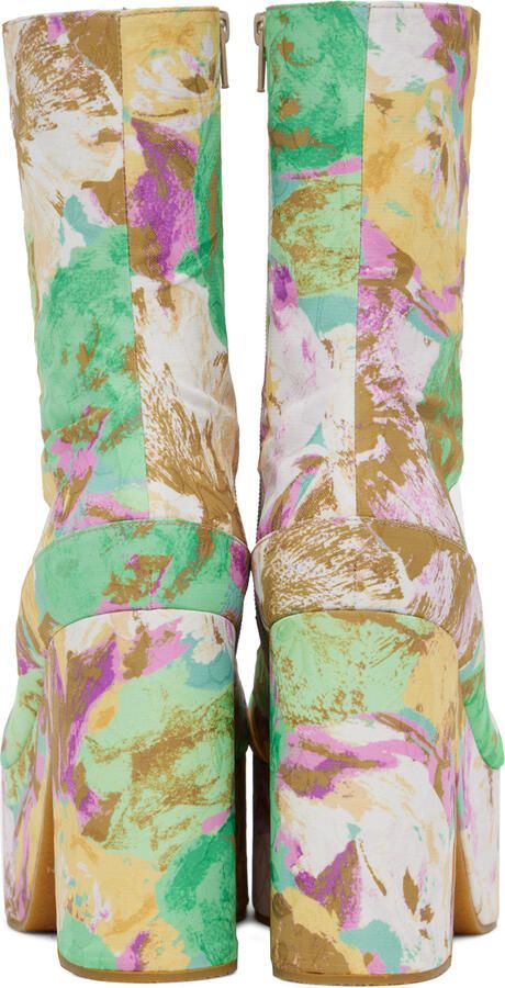 Dries Van Noten Multicolor Floral Platform Boots - Picture 3