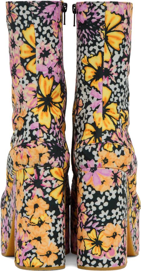 Dries Van Noten Multicolor Floral Platform Boots - Picture 3