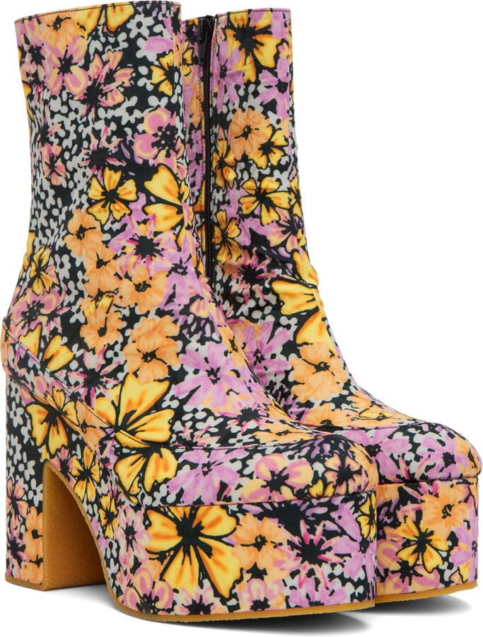 Dries Van Noten Multicolor Floral Platform Boots - Picture 2