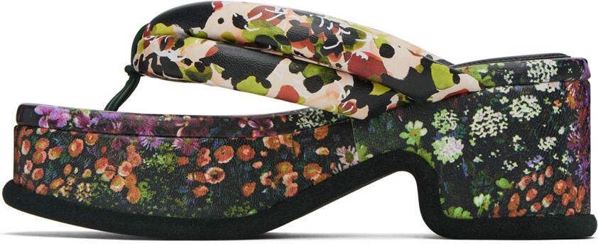 Dries Van Noten Multicolor Floral Platform Heeled Sandals - Picture 3