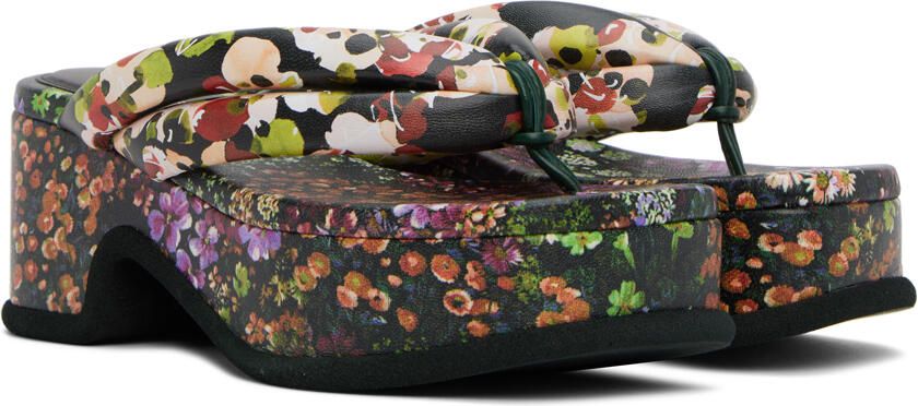 Dries Van Noten Multicolor Floral Platform Heeled Sandals - Picture 2