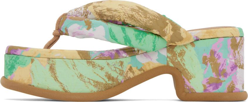 Dries Van Noten Multicolor Printed Platform Heeled Sandals - Picture 3