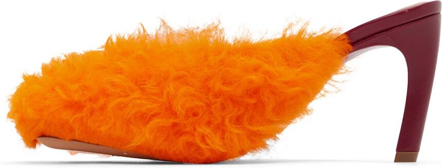 Dries Van Noten Orange Furry Heels - Picture 3