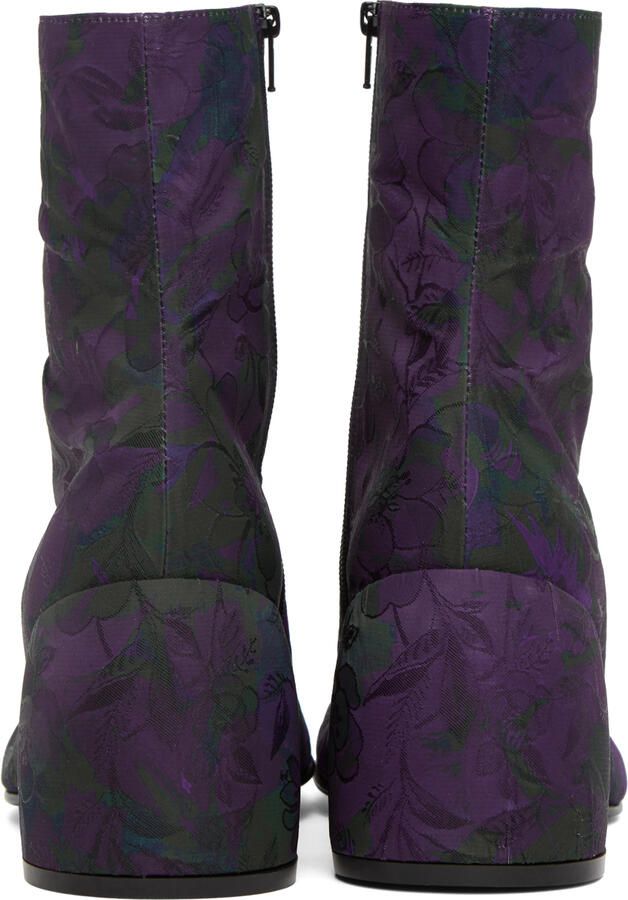 Dries Van Noten Purple Floral Zip Boots - Picture 3