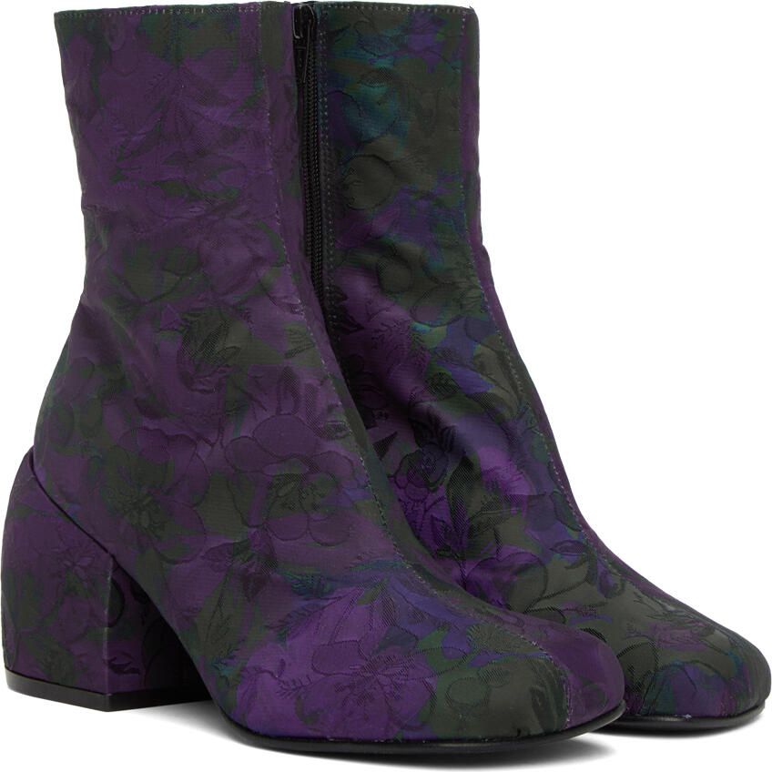 Dries Van Noten Purple Floral Zip Boots