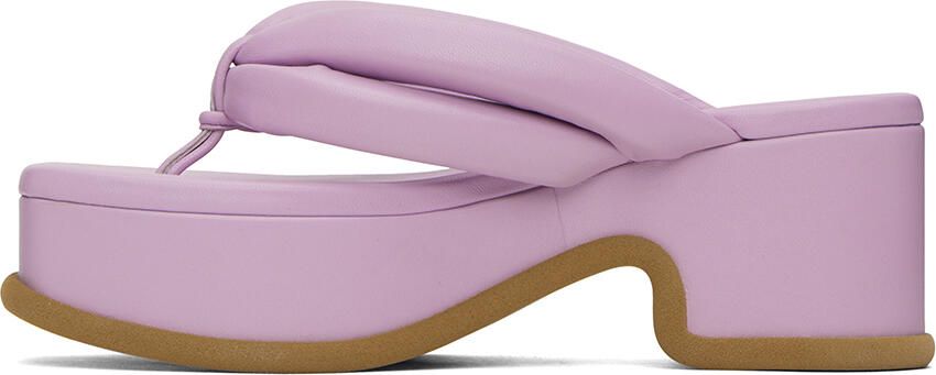 Dries Van Noten Purple Leather Heeled Sandals - Picture 3