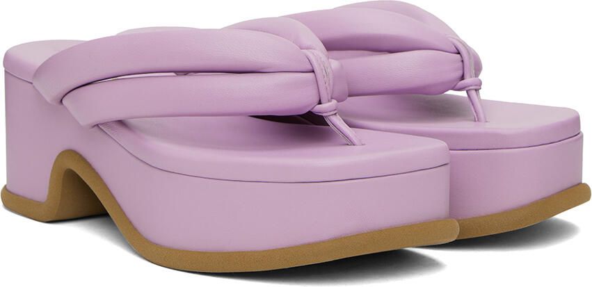 Dries Van Noten Purple Leather Heeled Sandals - Picture 2