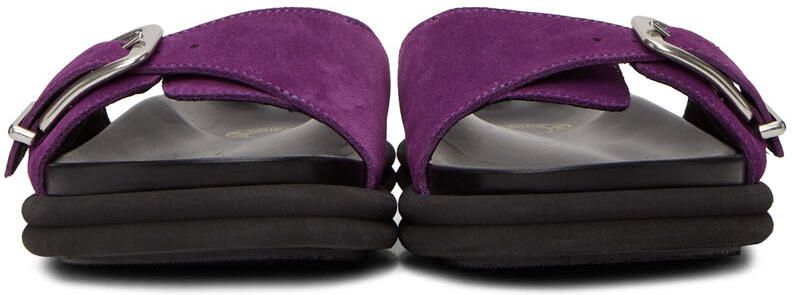 Dries Van Noten Purple Suede Slip-On Sandals - Picture 2