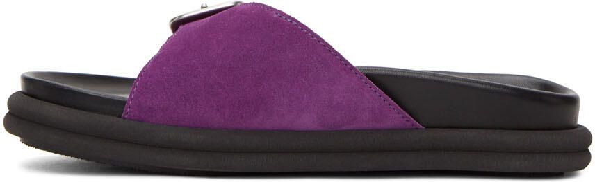 Dries Van Noten Purple Suede Slip-On Sandals - Picture 3