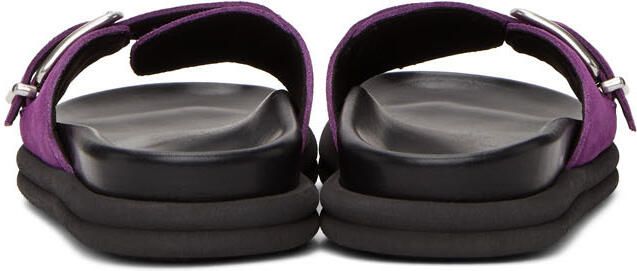 Dries Van Noten Purple Suede Slip-On Sandals - Picture 4