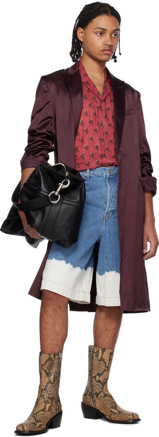 Dries Van Noten Tan Snake-Embossed Boots - Picture 4