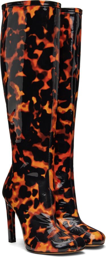 Dries Van Noten Tortoiseshell Printed Tall Boots - Picture 2
