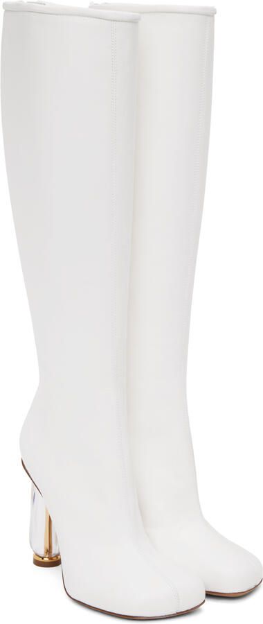 Dries Van Noten White Cylindrical Heel Boots - Picture 2