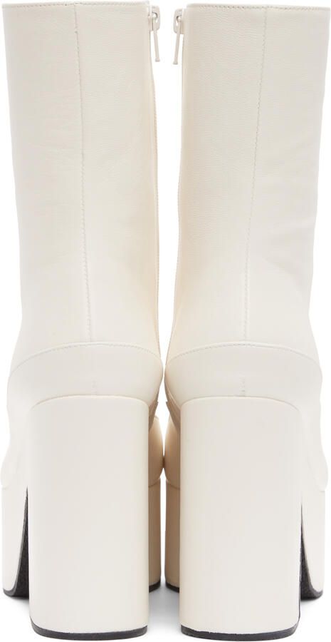 Dries Van Noten White Leather Platform Heeled Ankle Boots - Picture 3