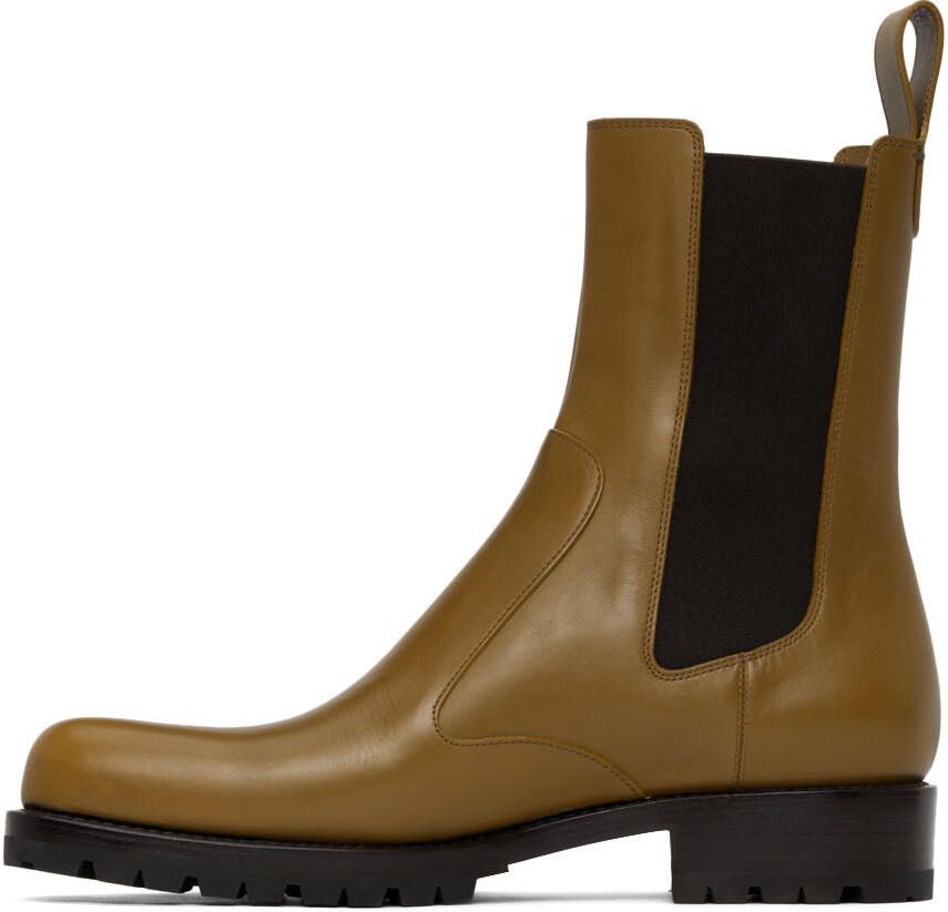 Dries Van Noten Yellow Leather Chelsea Boots