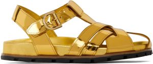 Dries Van Noten Gold Criss-Crossing Flat Sandals