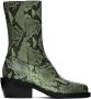 Dries Van Noten Green Snakeprint Boots - Thumbnail 1