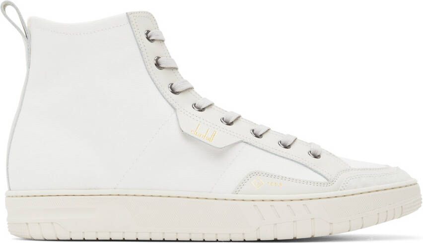 Dunhill White Canvas Court Sneakers