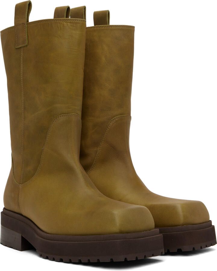 Eckhaus Latta SSENSE Exclusive Green Stacked Boots - Picture 2