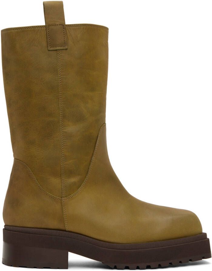 Eckhaus Latta SSENSE Exclusive Green Stacked Boots