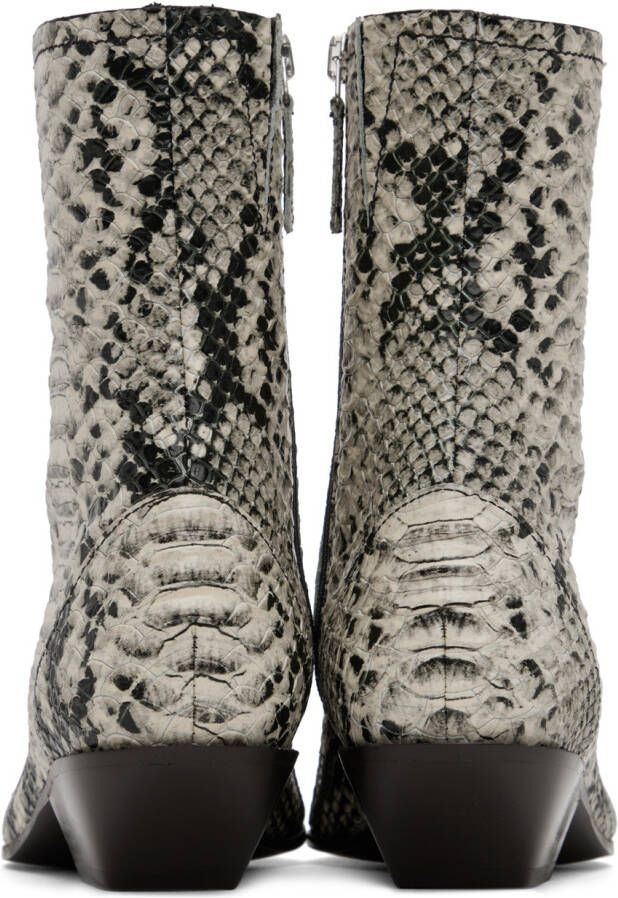 Acne Studios Beige Snake Ankle Boots