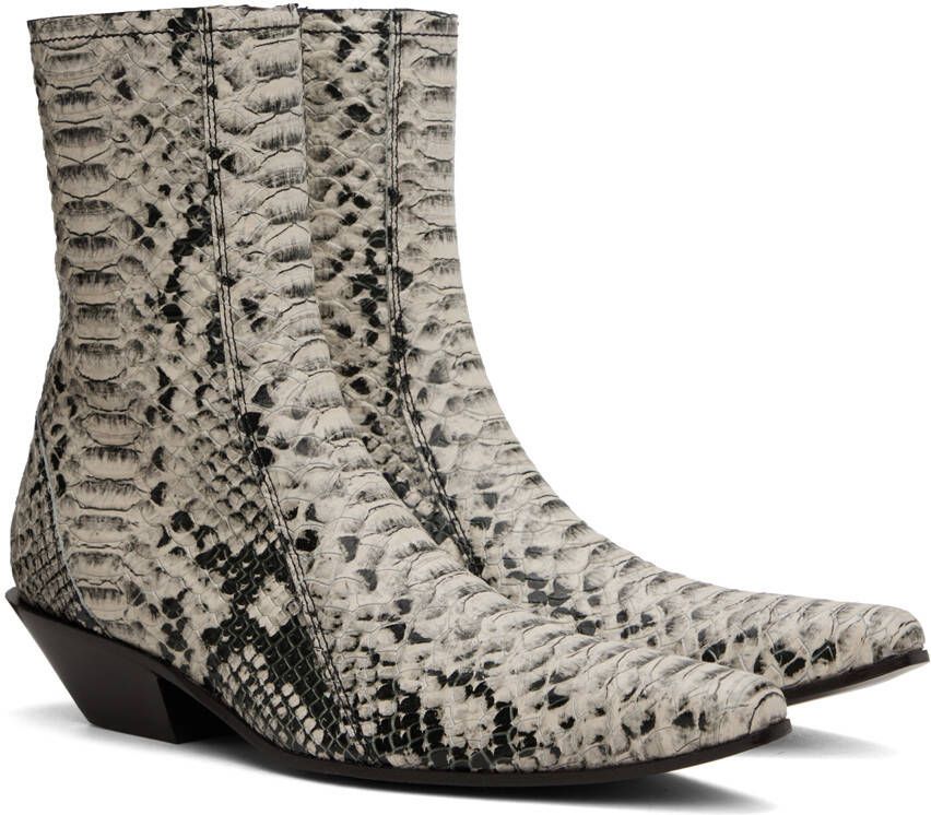 Acne Studios Beige Snake Ankle Boots