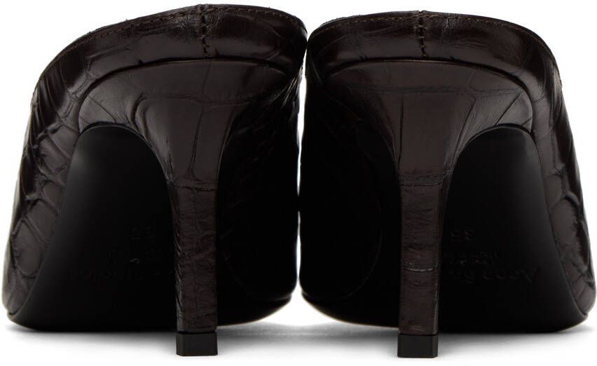Acne Studios Brown Heeled Embossed Leather Mules