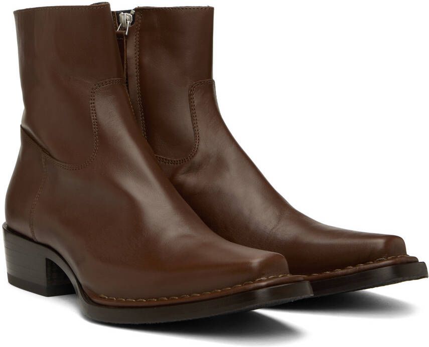 Acne Studios SSENSE Exclusive Brown Zip Boots