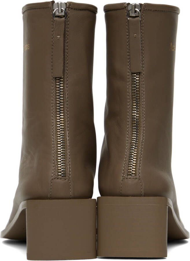 Acne Studios Taupe Branded Logo Boots