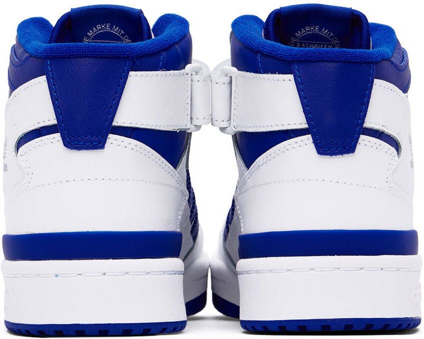 adidas Kids White & Blue Forum Mid Big Kids Sneakers