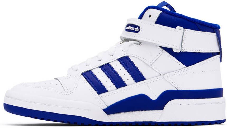 adidas Kids White & Blue Forum Mid Big Kids Sneakers