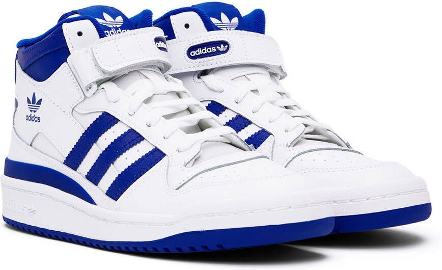 adidas Kids White & Blue Forum Mid Big Kids Sneakers