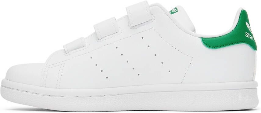 adidas Kids White & Green Stan Smith Velcro Little Kids Sneakers