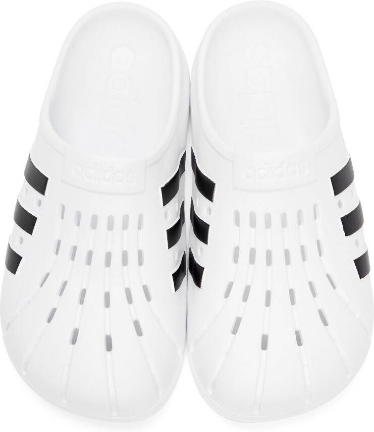 adidas Originals White & Black Adilette Clog Sandals